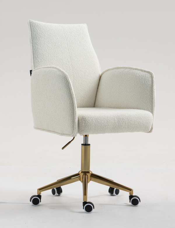 FOTEL HR280K KREMOWY BARANEK ZŁOTA PODSTAWA