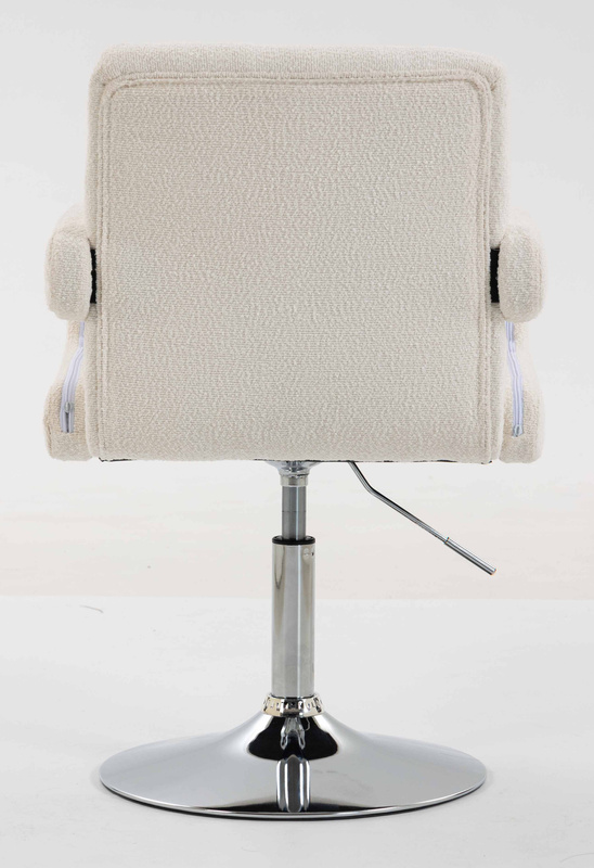 FOTEL HR8404N KREMOWY BARANEK CHROMOWANA PODSTAWA