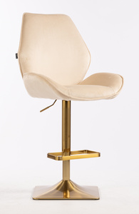 FOTEL HR350KW KREMOWY WELUR ZŁOTA PODSTAWA