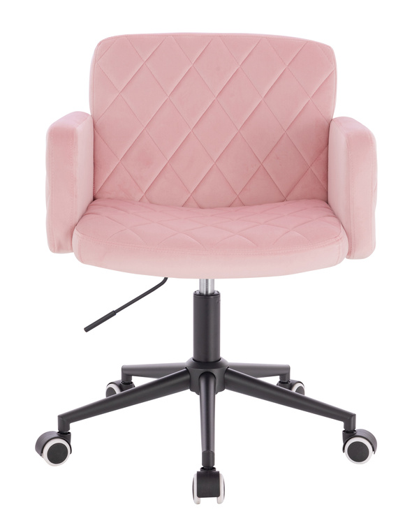 FOTEL HR802K PUDROWY RÓŻ WELUR CZARNA PODSTAWA