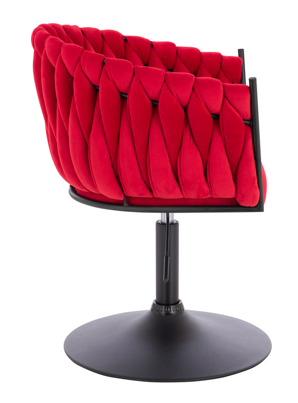 FOTEL HR750N CZERWONY WELUR CZARNA PODSTAWA