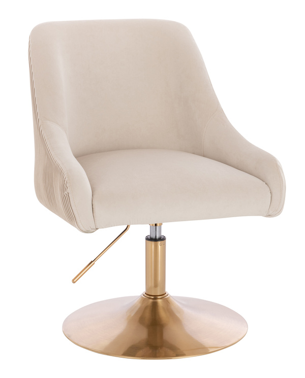 FOTEL HR920N KREMOWY WELUR ZŁOTA PODSTAWA