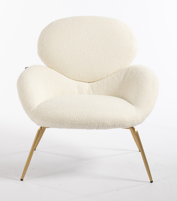 FOTEL HR2045 KREMOWY BARANEK ZŁOTA PODSTAWA