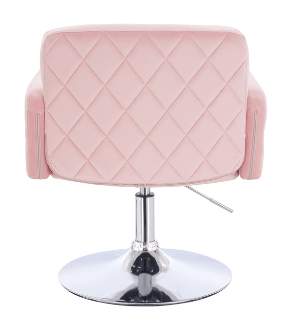 FOTEL HR802N PUDROWY RÓŻ WELUR CHROMOWANA PODSTAWA