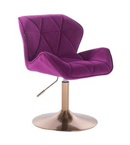 FOTEL HR111N FUKSJA WELUR ZŁOTA PODSTAWA