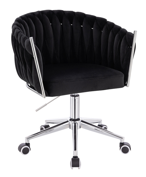 FOTEL HR750K CZARNY WELUR CHROMOWANA PODSTAWA