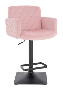 FOTEL HR802KW PUDROWY RÓŻ WELUR CZARNA PODSTAWA