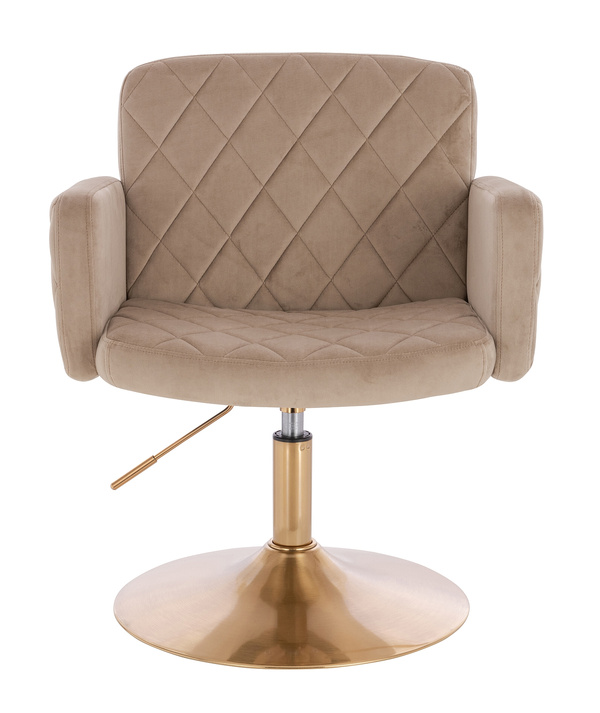 FOTEL HR802N LATTE WELUR ZŁOTA PODSTAWA