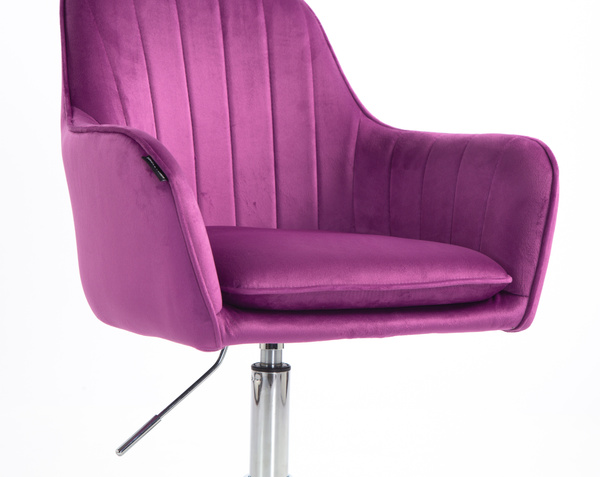 FOTEL HR2022K FUKSJA WELUR CHROMOWANA PODSTAWA