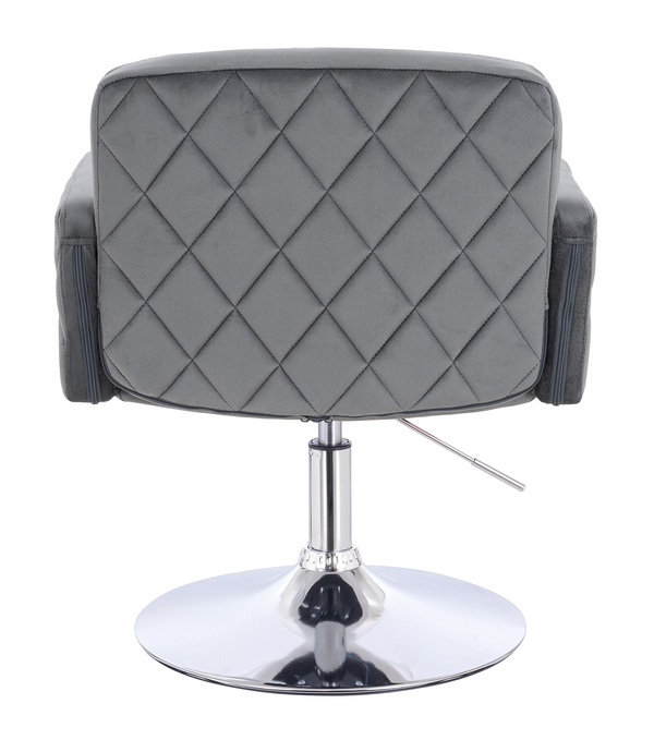 FOTEL HR802N GRAFITOWY WELUR CHROMOWANA PODSTAWA