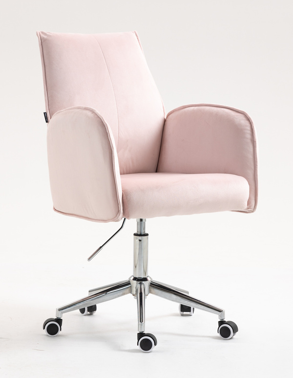 FOTEL HR280K PUDROWY RÓŻ WELUR CHROMOWANA PODSTAWA