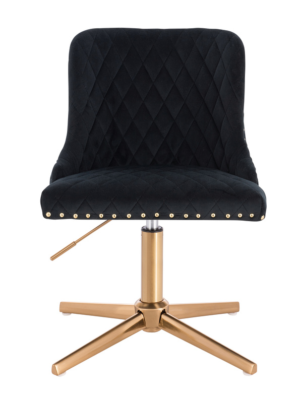 FOTEL HR940CROSS CZARNY WELUR ZŁOTA PODSTAWA