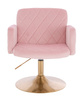 FOTEL HR802N PUDROWY RÓŻ WELUR ZŁOTA PODSTAWA