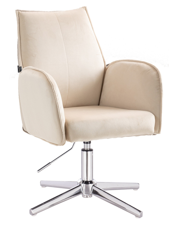 FOTEL HR280CROSS KREMOWY WELUR CHROMOWANA PODSTAWA