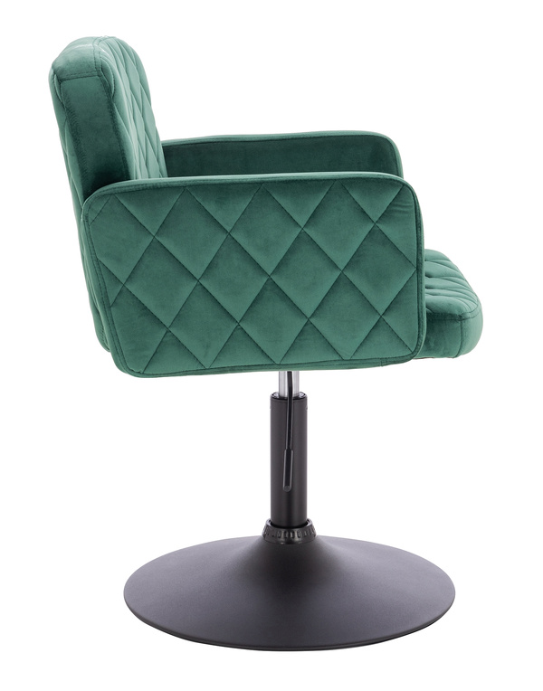 FOTEL HR802N BUTELKOWA ZIELEŃ WELUR CZARNA PODSTAWA