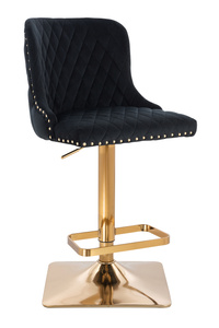 FOTEL HR940KW CZARNY WELUR ZŁOTA PODSTAWA