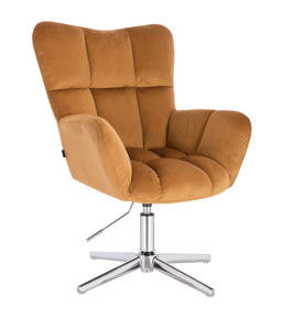 FOTEL HR650CROSS MIODOWY WELUR CHROMOWANA PODSTAWA