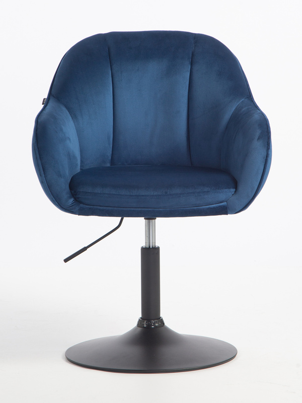 FOTEL HR2055N CIEMNE MORZE WELUR CZARNA PODSTAWA