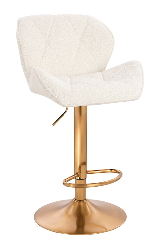 FOTEL HR111W KREMOWY BARANEK ZŁOTA PODSTAWA