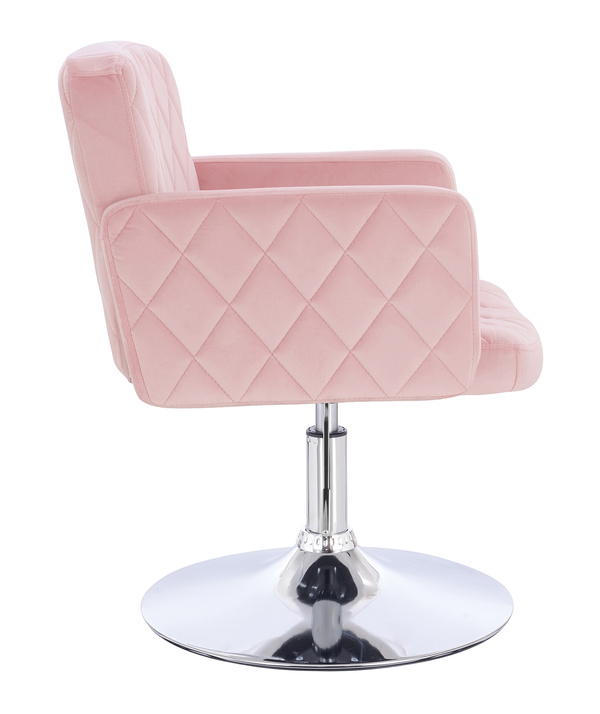 FOTEL HR802N PUDROWY RÓŻ WELUR CHROMOWANA PODSTAWA