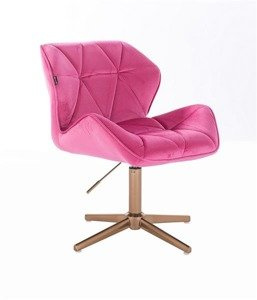 FOTEL HR111CROSS ZŁOTY MALINOWY WELUR