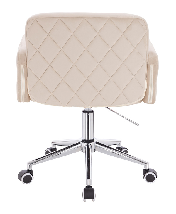 FOTEL HR802K KREMOWY WELUR CHROMOWANA PODSTAWA