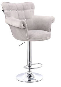 FOTEL HR804CW STALOWY WELUR CHROMOWANA PODSTAWA