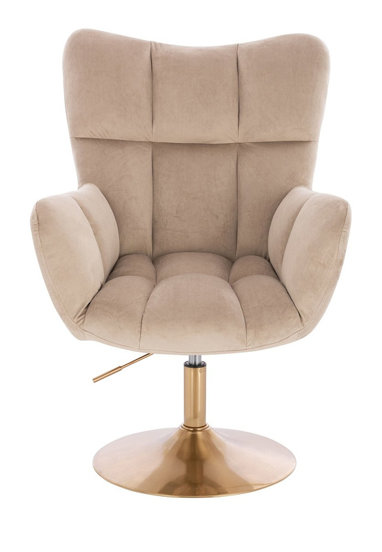 FOTEL HR650N LATTE WELUR ZŁOTA PODSTAWA