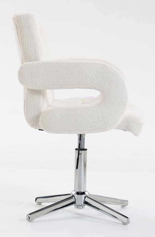 FOTEL HR8404CROSS KREMOWY BARANEK CHROMOWANA PODSTAWA