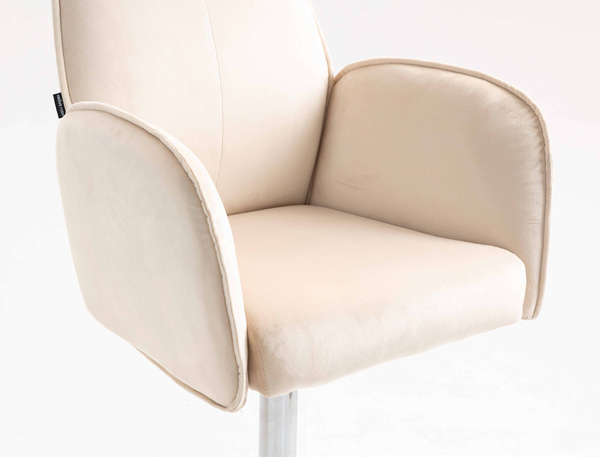 FOTEL HR280W KREMOWY WELUR CHROMOWANA PODSTAWA