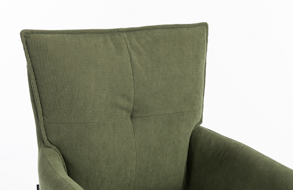 HOKER HR250N ZIELONY SZAŁWIA PREMIUM CORD SZTRUKS CHROMOWANA PODSTAWA