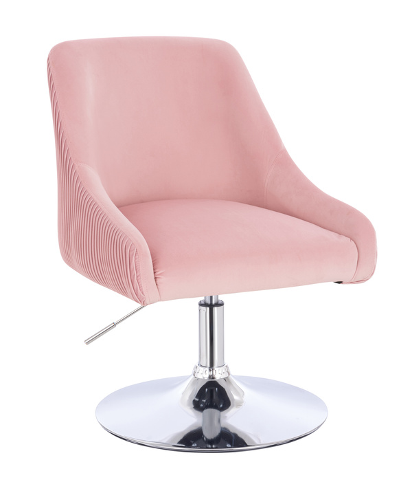 FOTEL HR920N PUDROWY RÓŻ WELUR CHROMOWANA PODSTAWA