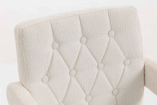 FOTEL HR8404N KREMOWY BARANEK CZARNA PODSTAWA