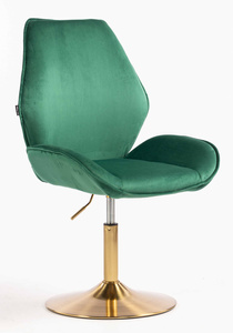 FOTEL HR350N BUTELKOWA ZIELEŃ WELUR ZŁOTA PODSTAWA