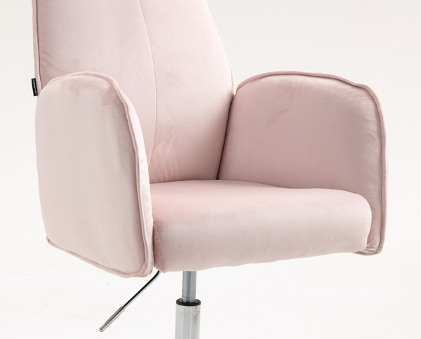 FOTEL HR280N PUDROWY RÓŻ WELUR CHROMOWANA PODSTAWA