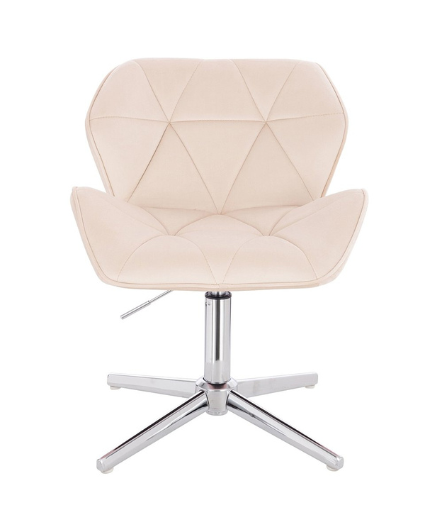 FOTEL HR111CROSS KREMOWY WELUR CHROMOWANA PODSTAWA