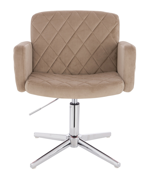 FOTEL HR802CROSS LATTE WELUR CHROMOWANA PODSTAWA