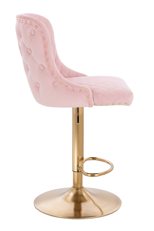 FOTEL HR940W PUDROWY RÓŻ WELUR ZŁOTA PODSTAWA