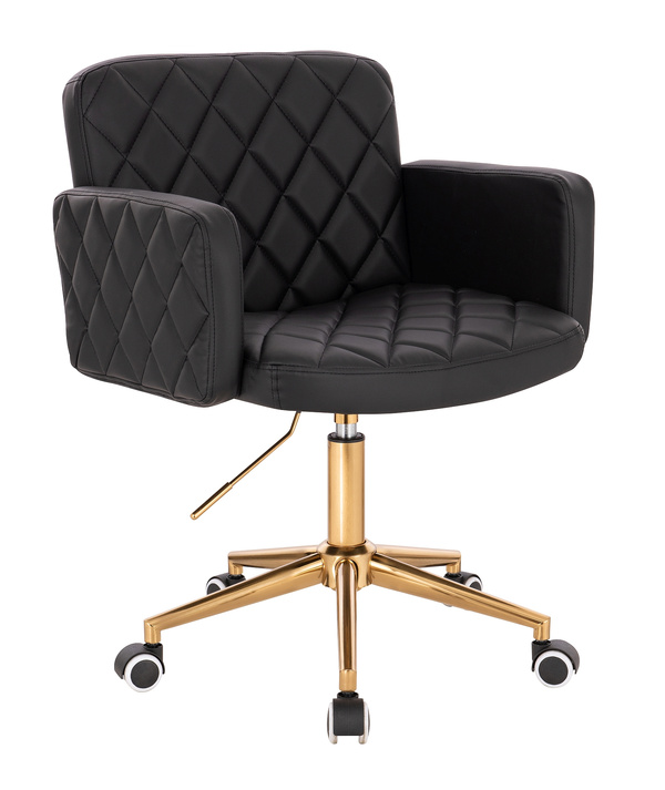 FOTEL HR802K CZARNY ZŁOTA PODSTAWA