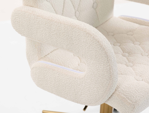 FOTEL HR8404K KREMOWY BARANEK ZŁOTA PODSTAWA