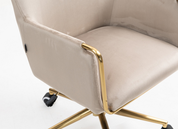FOTEL HR4318K LATTE WELUR ZŁOTA PODSTAWA