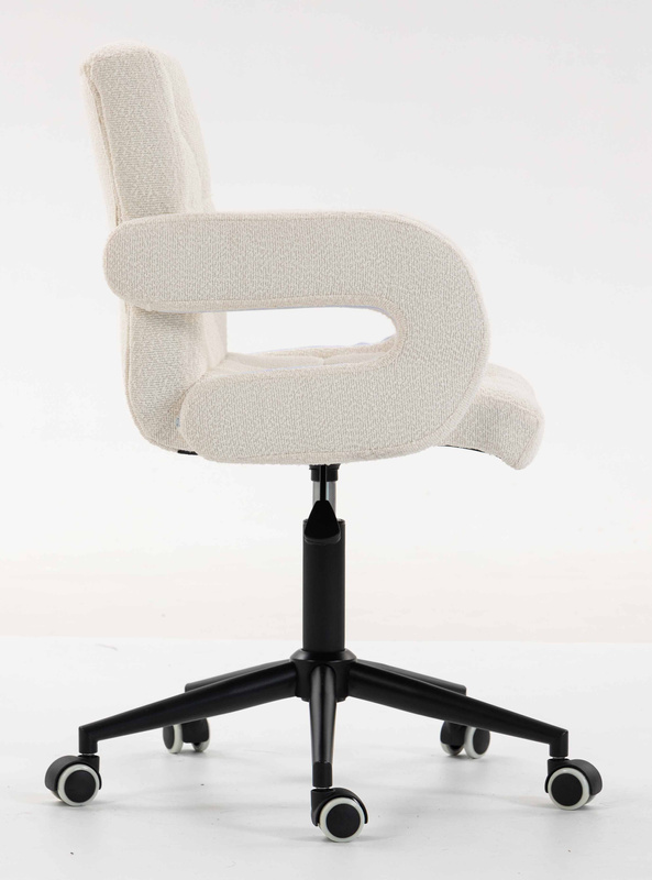 FOTEL HR8404K KREMOWY BARANEK CZARNA PODSTAWA