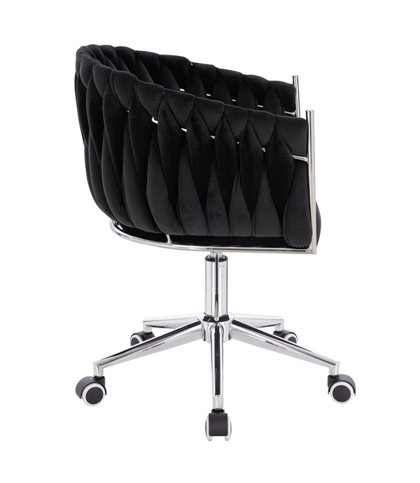 FOTEL HR750K CZARNY WELUR CHROMOWANA PODSTAWA