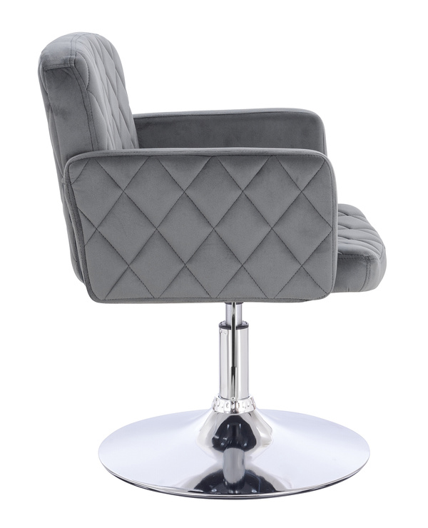 FOTEL HR802N GRAFITOWY WELUR CHROMOWANA PODSTAWA