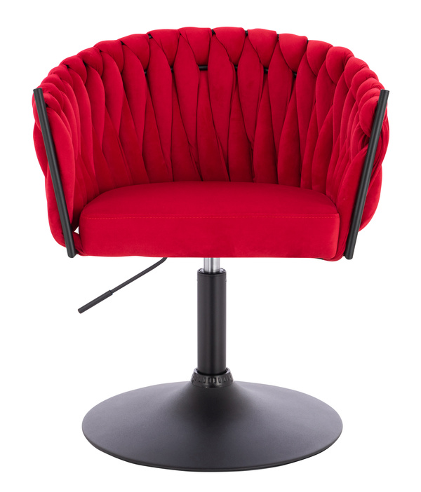 FOTEL HR750N CZERWONY WELUR CZARNA PODSTAWA