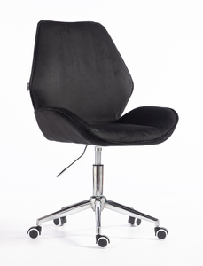 FOTEL HR350K CZARNY WELUR CHROMOWANA PODSTAWA