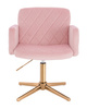 FOTEL HR802CROSS PUDROWY RÓŻ WELUR ZŁOTA PODSTAWA