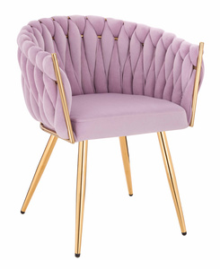 HR750 KRZESŁO ZŁOTE NOGI WRZOSOWY WELUR