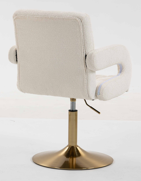 FOTEL HR8404N KREMOWY BARANEK ZŁOTA PODSTAWA