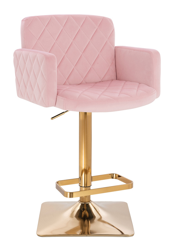 FOTEL HR802KW PUDROWY RÓŻ WELUR ZŁOTA PODSTAWA